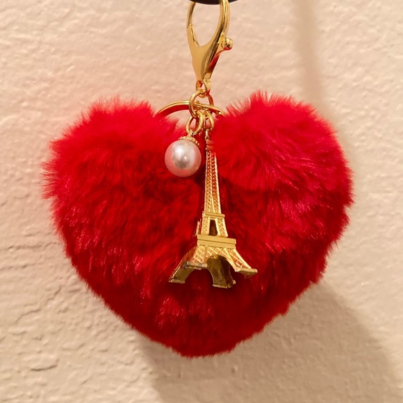 Accessories - “Ringarde” Emily in Paris Inspired Bag Charm Key Chain Eiffel Tower Faux Fur ❤️